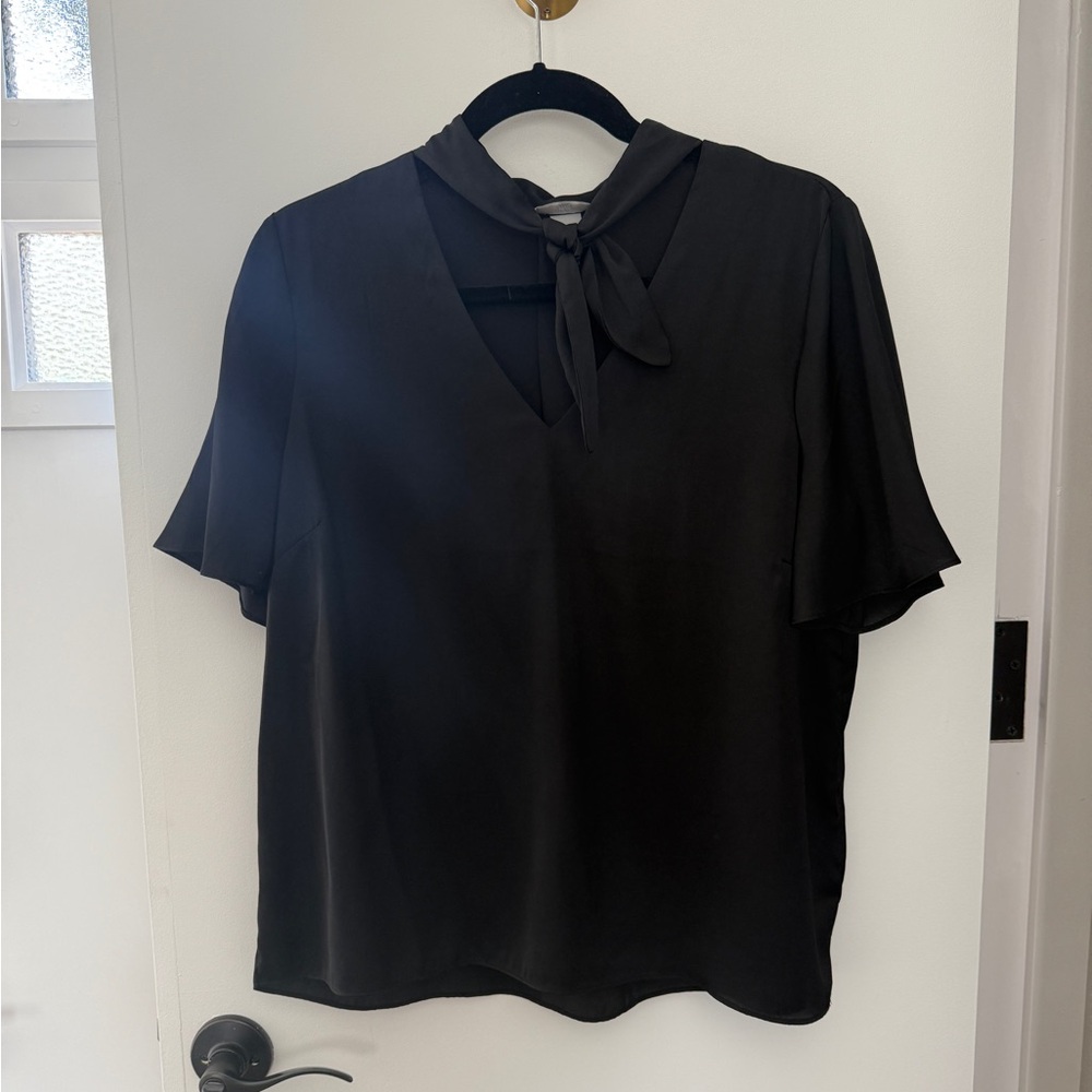 H&M Black Tie-Neck Blouse